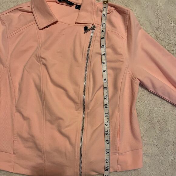 H by Halson Rose Blush Zip Up French Terry Motorcycle Jacket Size 14 - Picture 6 of 11